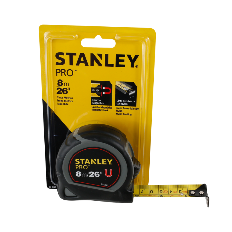 Cinta métrica de 8 metros x 1 plg, con punta magnética, 30-088, Stanley