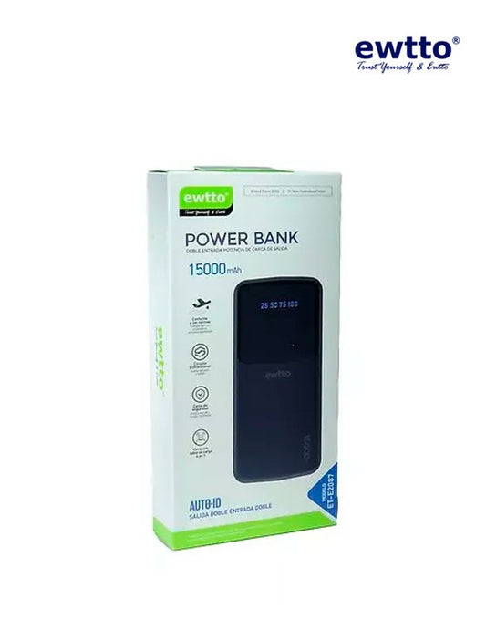 Batería Portatil Power Bank 15000mAh Negro Ewtto